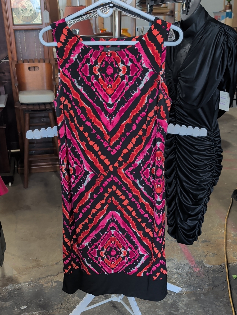 AB Studio Pink & Red Geometric Print Sheath Dress